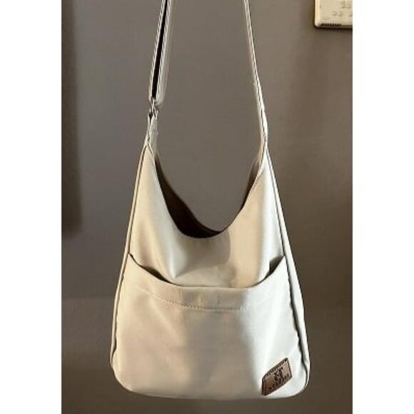 Handbags - New Canvas Tote Bag, Large Hobo Bags for Women Aesthetic Shoulder Purses (Beige)